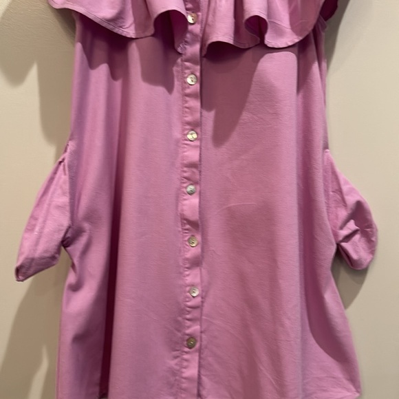 The Shirt By Rochelle Behrens The Ayla Purple Shirt Dress Small Ruffle Mini - Picture 9 of 15